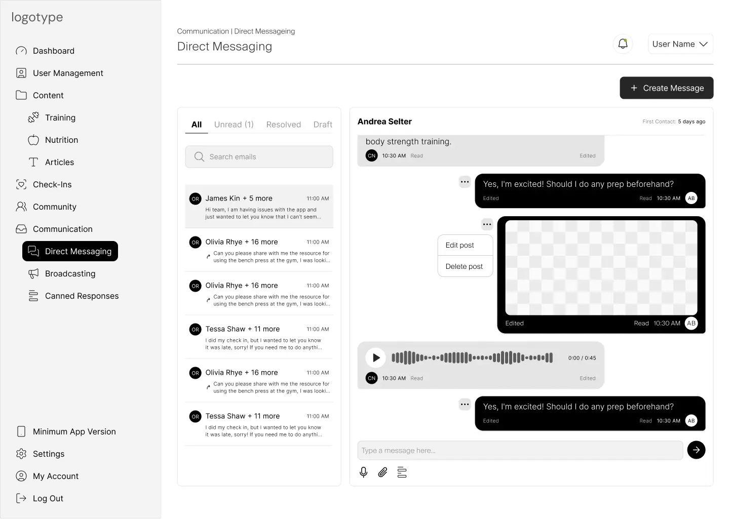 CMS — direct messaging